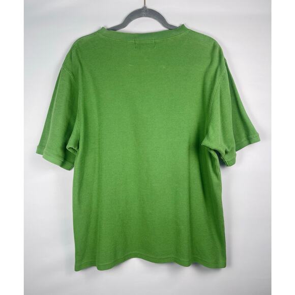 Vintage Eddie Bauer Green Waffle Knit Cotton Henley Tee Men’s Small - Picture 5 of 9
